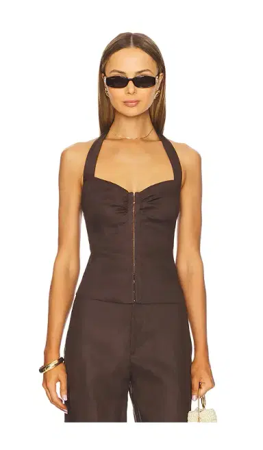 Bardot Rixton Linen Halter Top | Thumbnail 1