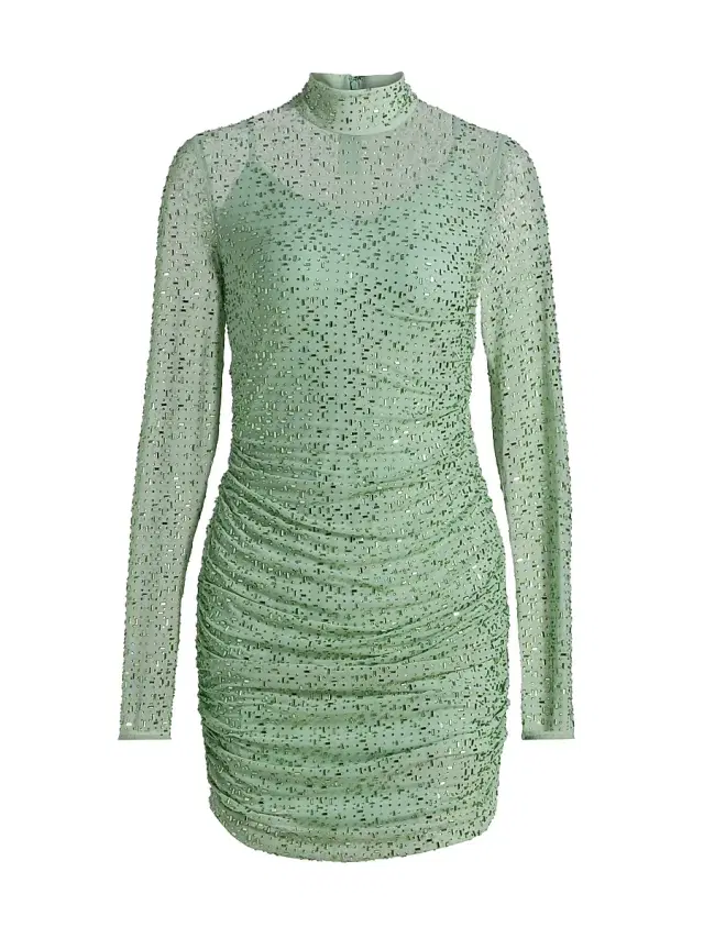 Mariandree Gaitan Women's Claudia Ress Embellished Ruched Minidress - Mint - Size Large