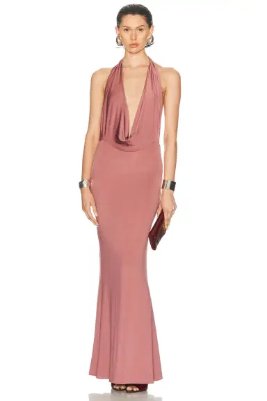 LaPointe Lightweight Jersey Deep Cowl Neck Gown | Thumbnail 1 LaPointe Lightweight Jersey Deep Cowl Neck Gown | Thumbnail 1