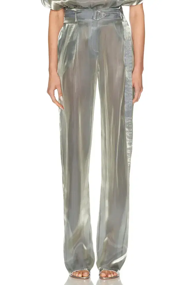 LaPointe Metallic Organza Belted Pant