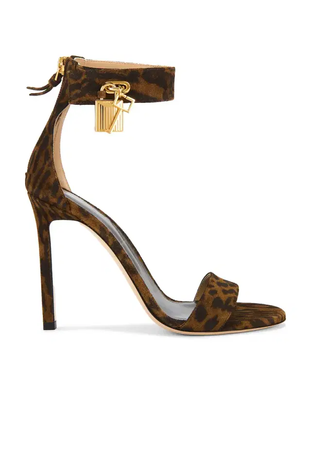 TOM FORD Padlock 105mm Suede Calf Sandal