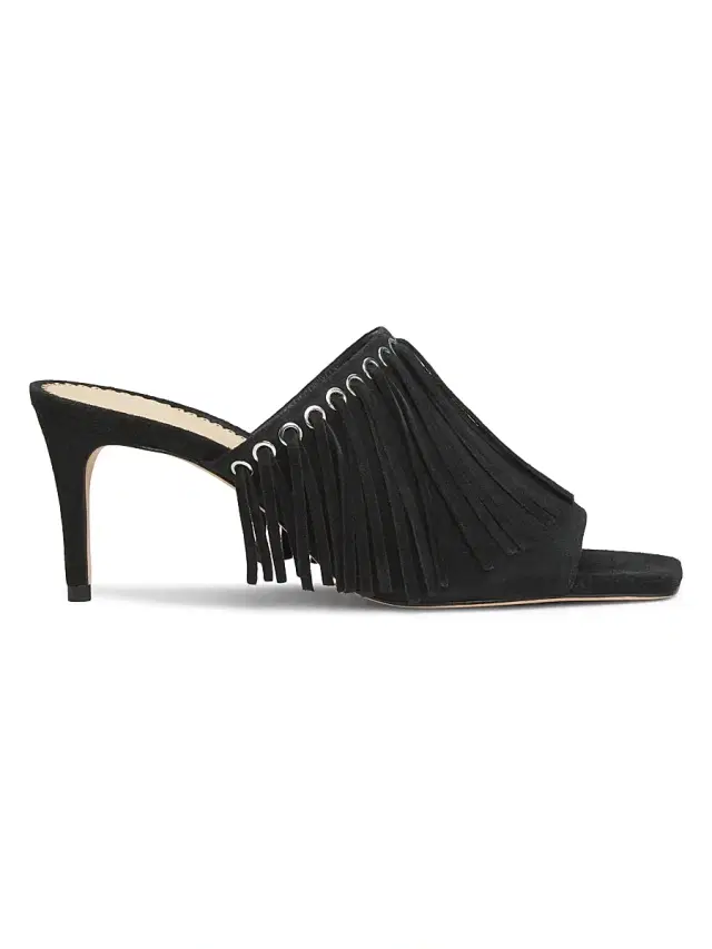 Cinq à Sept Women's Sabrina 0MM Fringed Suede Sandals - Black