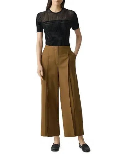 Theory Women's City Twill Deep Pleat Pants - Dark Bronze | Thumbnail 2