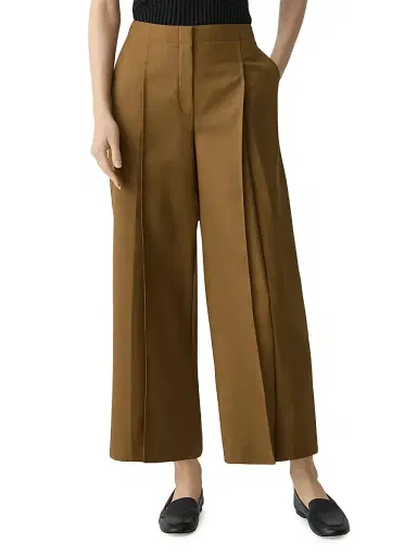 Theory Women's City Twill Deep Pleat Pants - Dark Bronze | Thumbnail 3