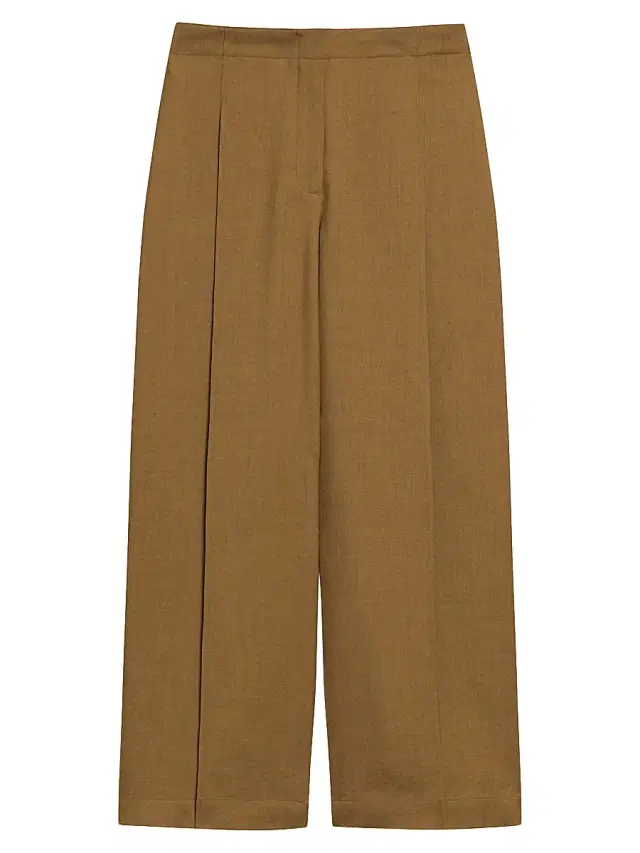 Theory Women's City Twill Deep Pleat Pants - Dark Bronze