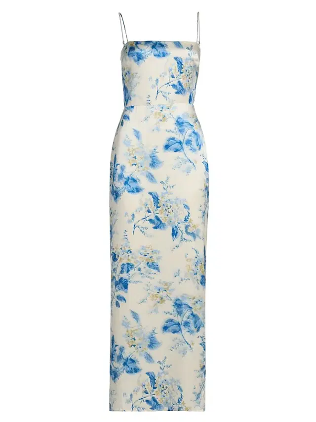 Reformation Women's Frankie Silk Slip Maxi Dress - Misty Morning