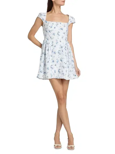 Reformation Women's Oaklyn Floral Linen Minidress - Orlaya - Size 12 | Thumbnail 2