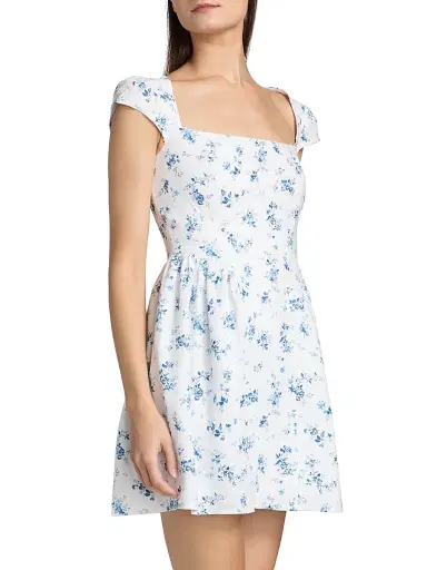 Reformation Women's Oaklyn Floral Linen Minidress - Orlaya - Size 12 | Thumbnail 4