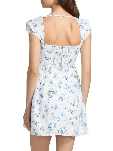 Reformation Women's Oaklyn Floral Linen Minidress - Orlaya - Size 12 | Thumbnail 5