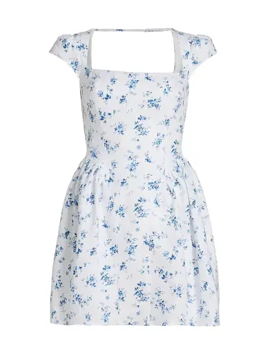 Reformation Women's Oaklyn Floral Linen Minidress - Orlaya - Size 12 | Thumbnail 1