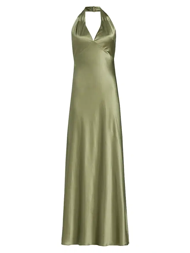 Women's Daniela Silk Halter Maxi Dress - Artichoke