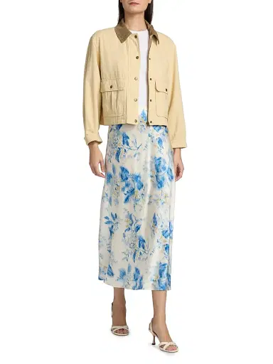 Reformation Women's Layla Floral Silk Midi-skirt - Misty Morning - Size 4 | Thumbnail 2