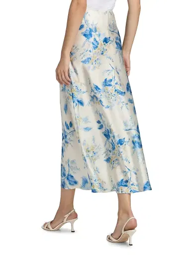 Reformation Women's Layla Floral Silk Midi-skirt - Misty Morning - Size 4 | Thumbnail 5