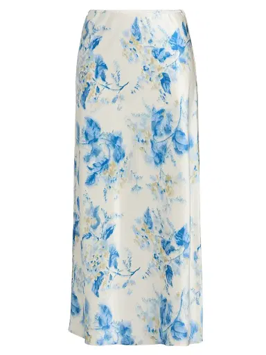 Reformation Women's Layla Floral Silk Midi-skirt - Misty Morning - Size 4 | Thumbnail 1