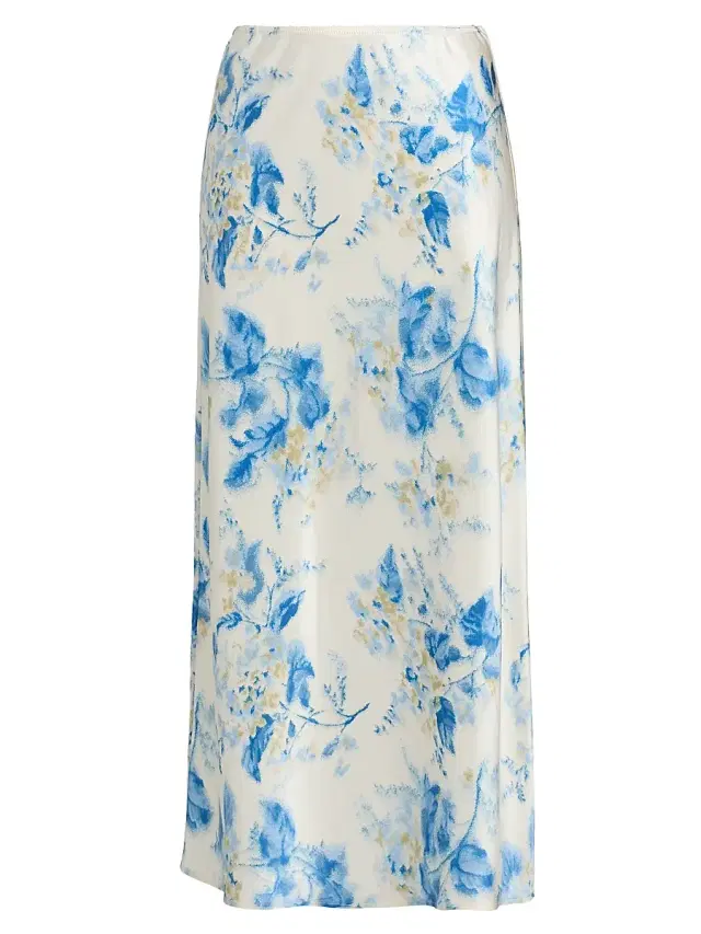 Reformation Women's Layla Floral Silk Midi-skirt - Misty Morning