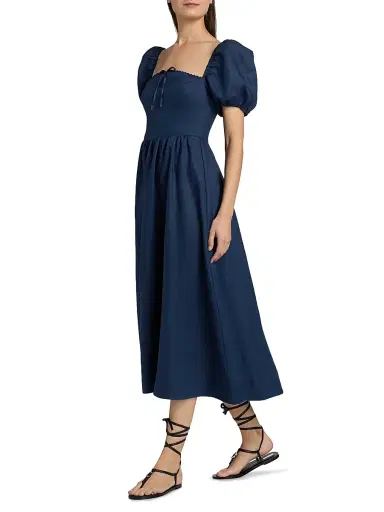 Reformation Women's Marella Linen Midi-Dress - Danube - Size 4 | Thumbnail 4 Reformation Women's Marella Linen Midi-Dress - Danube - Size 4 | Thumbnail 4