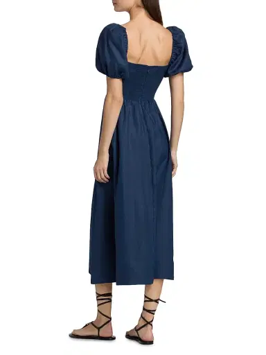 Reformation Women's Marella Linen Midi-Dress - Danube - Size 4 | Thumbnail 5 Reformation Women's Marella Linen Midi-Dress - Danube - Size 4 | Thumbnail 5