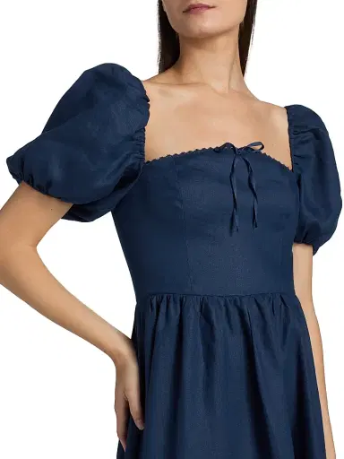 Reformation Women's Marella Linen Midi-Dress - Danube - Size 4 | Thumbnail 6 Reformation Women's Marella Linen Midi-Dress - Danube - Size 4 | Thumbnail 6