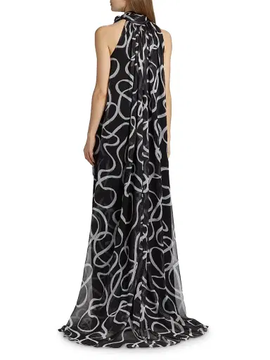 Halston Women's Lyle Swirl Chiffon Gown | Thumbnail 5 Halston Women's Lyle Swirl Chiffon Gown | Thumbnail 5
