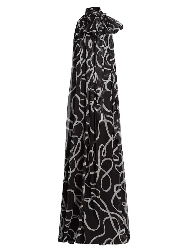Women's Lyle Swirl Chiffon Gown - Black Ribbon