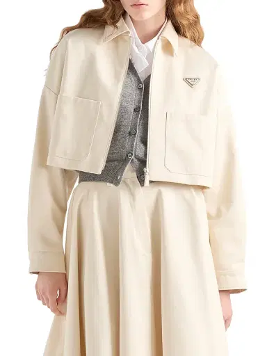 Prada Women's Chino Blouson Jacket - Beige Khaki - Size 6 | Thumbnail 2 Prada Women's Chino Blouson Jacket - Beige Khaki - Size 6 | Thumbnail 2