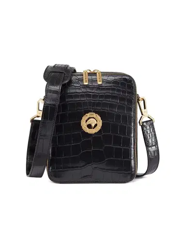 Stefano Ricci Men's Crocodile Leather Messenger Bag - Black | Thumbnail 1