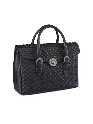 Stefano Ricci Men's Calfskin Leather Briefcase - Black | Thumbnail 2