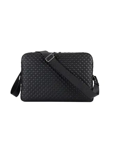 Stefano Ricci Men's Handmade Calfskin Leather Messenger Bag - Black | Thumbnail 3