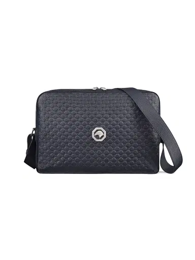 Stefano Ricci Men's Handmade Calfskin Leather Messenger Bag - Black | Thumbnail 1