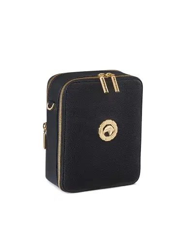 Stefano Ricci Men's Calfskin Leather Messenger Bag - Black | Thumbnail 2