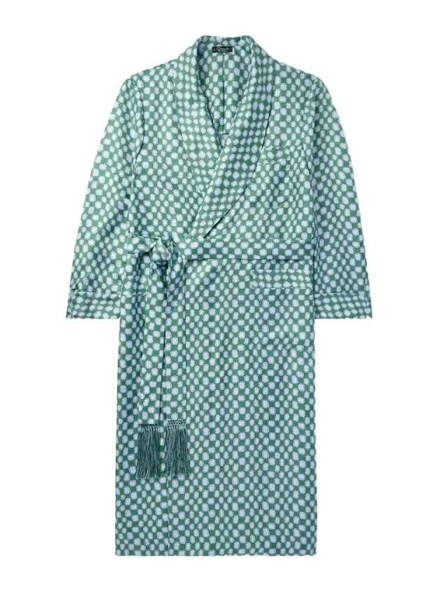 Belted Printed Silk-Twill Robe - Men