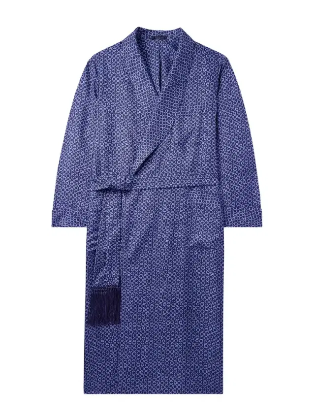 Charvet Belted Printed Silk-Twill Robe - Men