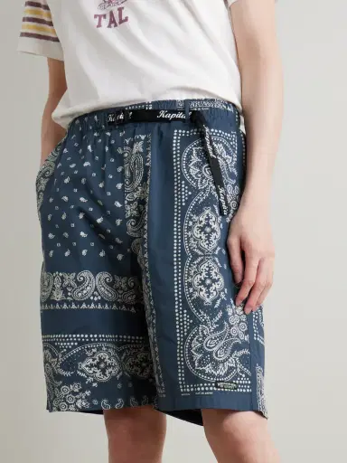 KAPITAL Straight-Leg Belted Bandana-Print Patchwork Cotton-Twill Shorts - Men | Thumbnail 3