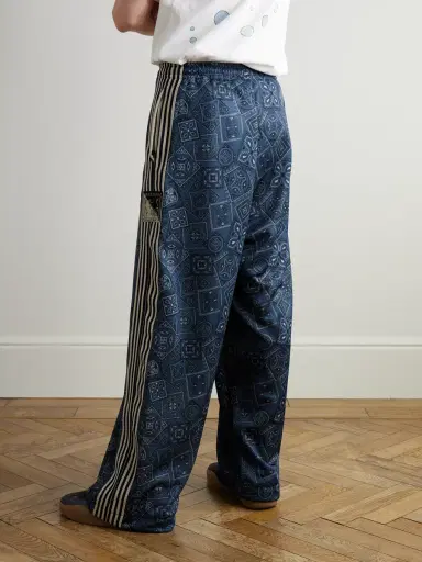 KAPITAL Wide-Leg Striped Webbing-Trimmed Bandana-Print Tech-Jersey Track Pants - Men | Thumbnail 4