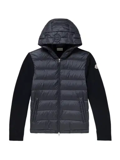 Moncler Logo-Appliquéd Wool-Trimmed Quilted Shell Hooded Down Zip-Up Cardigan - Men | Thumbnail 1