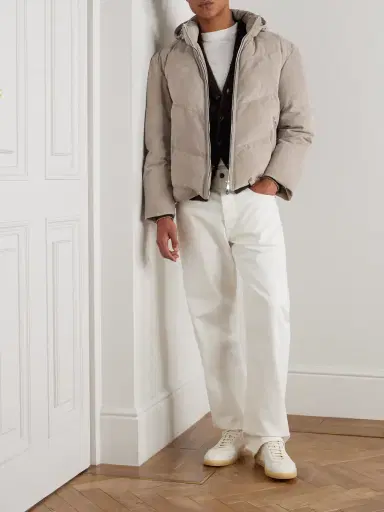 Brunello Cucinelli Quilted Suede Hooded Down Jacket - Men | Thumbnail 2