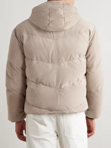 Brunello Cucinelli Quilted Suede Hooded Down Jacket - Men | Thumbnail 3
