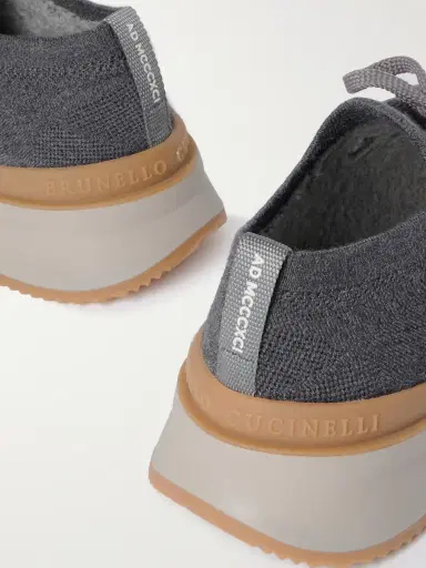 Brunello Cucinelli Leather-Trimmed Stretch-Knit Sneakers - Men | Thumbnail 5 Brunello Cucinelli Leather-Trimmed Stretch-Knit Sneakers - Men | Thumbnail 5