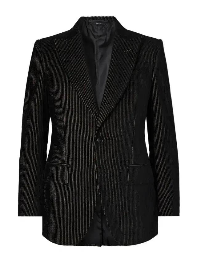 Dyllan Metallic Striped Cotton-Blend Velvet Tuxedo Jacket - Men