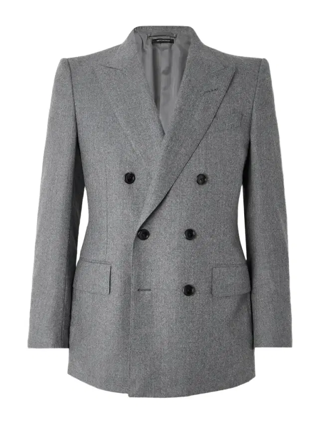 Tom Ford Dyllan Double-Breasted Wool-Flannel Suit Jacket - Men