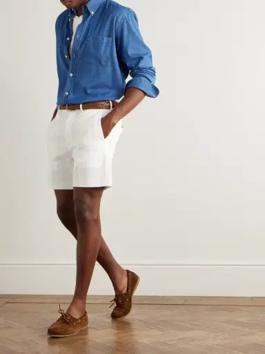 Tom Ford Straight-Leg Pleated Stretch-Cotton Twill Shorts - Men | Thumbnail 2