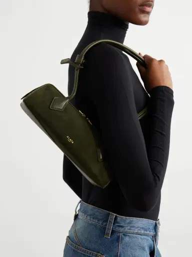 Alaïa Le Teckel Small Leather-trimmed Suede Shoulder Bag | Thumbnail 2