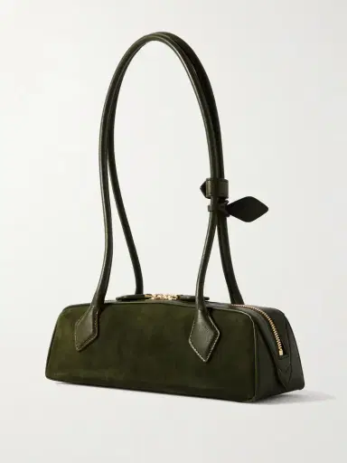 Alaïa Le Teckel Small Leather-trimmed Suede Shoulder Bag | Thumbnail 3