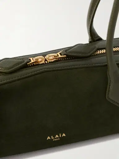 Alaïa Le Teckel Small Leather-trimmed Suede Shoulder Bag | Thumbnail 4