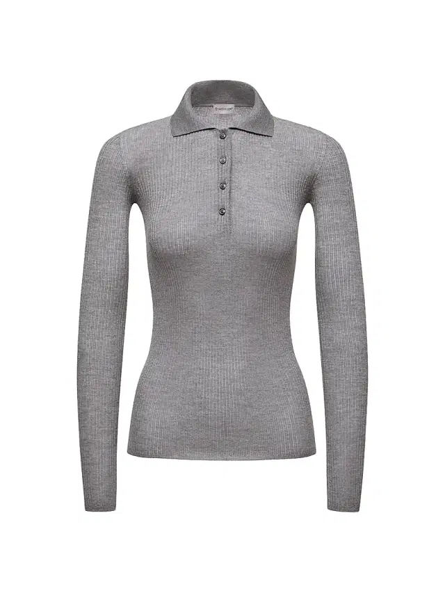 Women's Polo Shirt in Wool - Gray