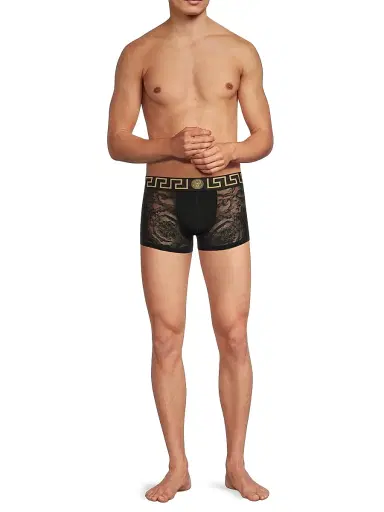 Versace Men's Parigamba Intimo Greca Trunks - Black | Thumbnail 2 Versace Men's Parigamba Intimo Greca Trunks - Black | Thumbnail 2