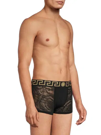 Versace Men's Parigamba Intimo Greca Trunks - Black | Thumbnail 4 Versace Men's Parigamba Intimo Greca Trunks - Black | Thumbnail 4