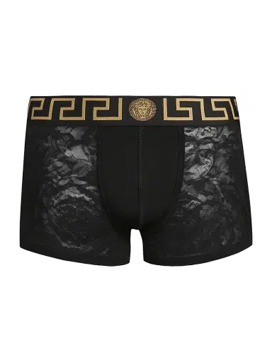 Versace Men's Parigamba Intimo Greca Trunks - Black | Thumbnail 1 Versace Men's Parigamba Intimo Greca Trunks - Black | Thumbnail 1