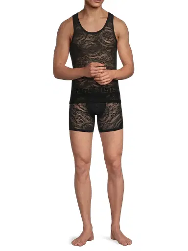 Versace Men's Barocco Sheer Lace Tank | Thumbnail 2