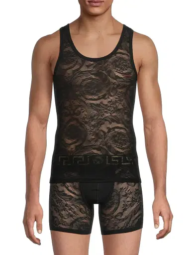 Versace Men's Barocco Sheer Lace Tank | Thumbnail 3